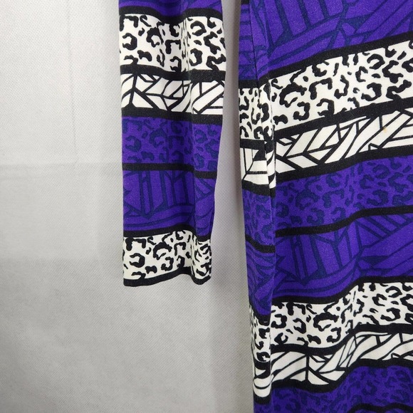 Diane Von Furstenberg Purple & Black Print Viscose Jersey Shift Dress Size 2 - Picture 6 of 12